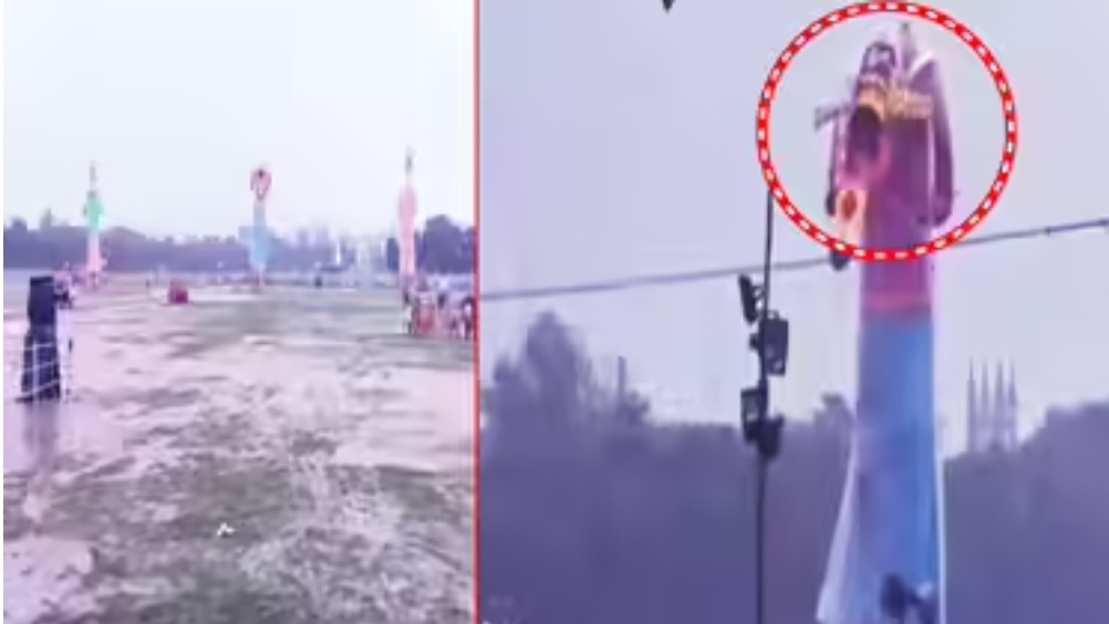 पटना में बारिश ने बिगाड़ी दशहरे की रौनक, गांधी मैदान में रावण पुतला क्षतिग्रस्त