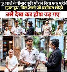 “दूधवाले ने बीमार बूढ़ी माँ को एक महीने तक मुफ़्त दूध दिया, फिर उनकी वसीयत ने सबको रुला दिया