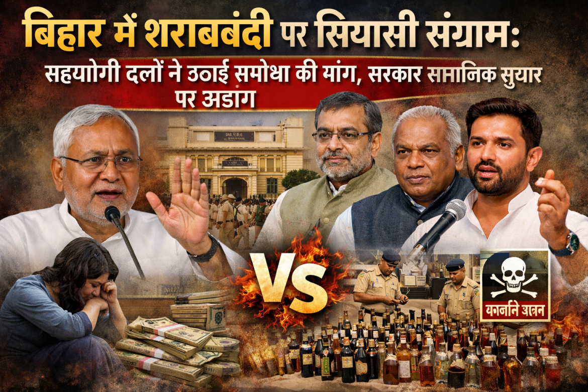 बिहार में शराबबंदी पर सियासी संग्राम: सहयोगी दलों ने उठाई समीक्षा की मांग, सरकार सामाजिक सुधार पर अडिग