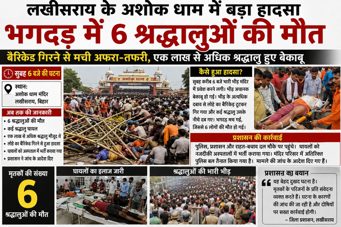 लखीसराय के अशोक धाम में बड़ा हादसा: बिजली के पोल के गिरने से 7 श्रद्धालुओं की मौत, कई घायल